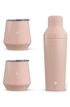 Joyjolt Stainless Steel Cocktail Shaker & Travel Cup Set In Pink