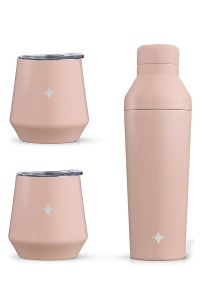 Joyjolt Stainless Steel Cocktail Shaker & Travel Cup Set In Pink