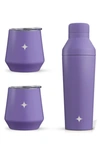Joyjolt Stainless Steel Cocktail Shaker & Travel Cup Set In Purple