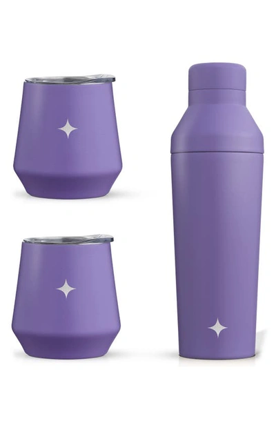 Joyjolt Stainless Steel Cocktail Shaker & Travel Cup Set In Purple