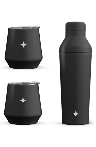 Joyjolt Stainless Steel Cocktail Shaker & Travel Cup Set In Black