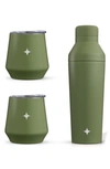 Joyjolt Stainless Steel Cocktail Shaker & Travel Cup Set In Green