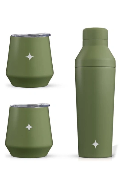 Joyjolt Stainless Steel Cocktail Shaker & Travel Cup Set In Green