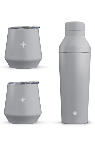 Joyjolt Stainless Steel Cocktail Shaker & Travel Cup Set In Grey
