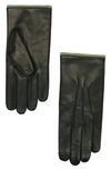 Portolano Perforated Leather Gloves In Black/ Wood Smoke
