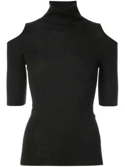 Zoë Jordan Knitlab Gondola Cold-shoulder Turtleneck Sweater In Black