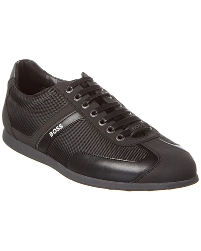 Hugo Boss Saturn Leather-trim Sneaker In Black