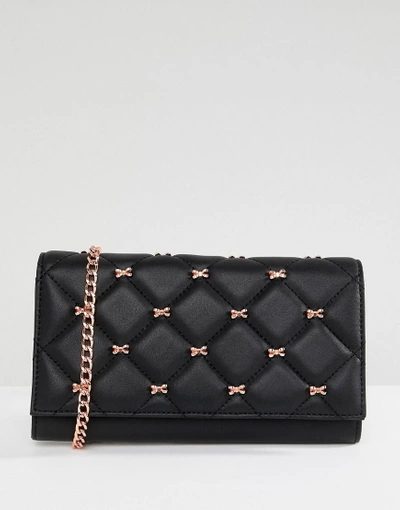 Ted Baker Quilted Bow Cross Body Purse Bag - Black