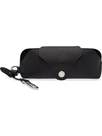 Prada Lettering Logo Glasses Case In Black