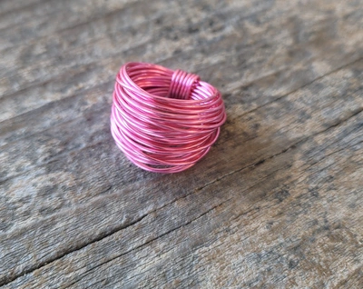 A Blonde And Her Bag Marcia Wire Wrap Ring In Hot Pink In Multi