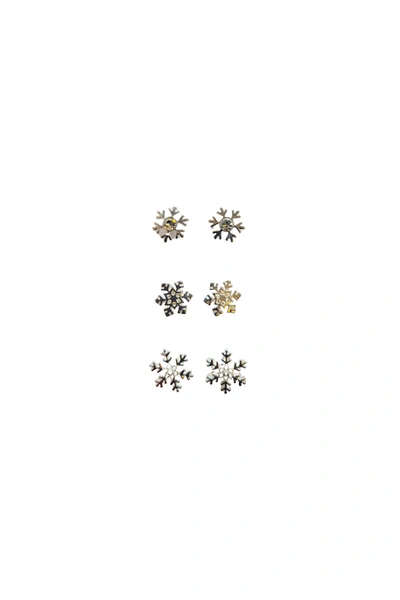 A Blonde And Her Bag Silver Snowflake Earring Set In Multi