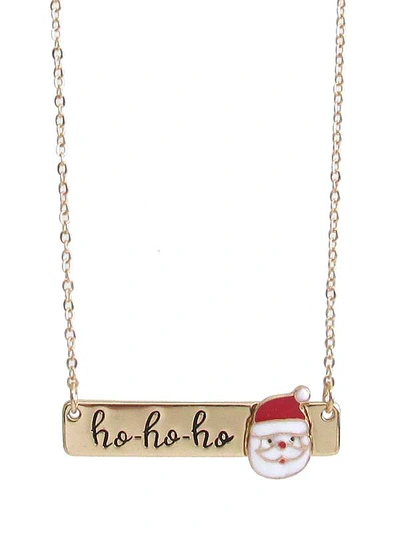 A Blonde And Her Bag Santa Claus Gold Bar Pendant Holiday Necklace In Multi