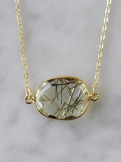 A Blonde And Her Bag Mrs. Parker Necklace In Gold Rutilated Quartz In Multi