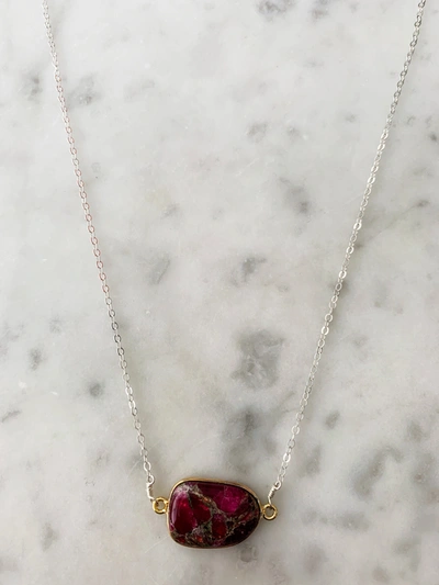 A Blonde And Her Bag Mrs. Parker Demi Fine Necklace In Red Mojave Copper Turquoise In Multi