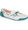 Swims Men's Stride Mesh & Rubber Braided-lace Boat Shoes In White/ Teal