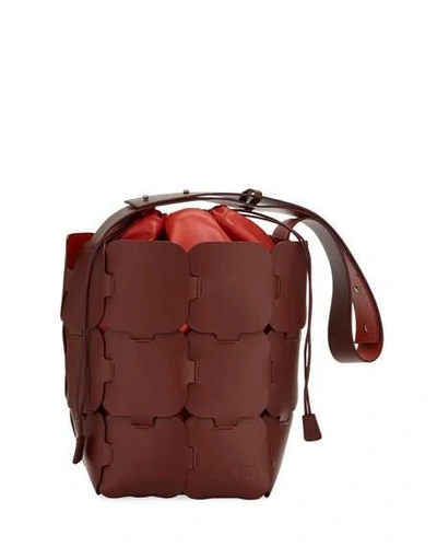 Rabanne 16#01 Medium Sleek Leather Hobo Bag In Burgundy
