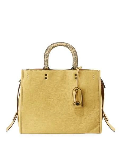 Coach Rogue Glove-tan Leather Tote Bag With Exotic Handles In Sunflower