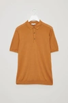 Cos Silk-cotton Polo Shirt In Orange