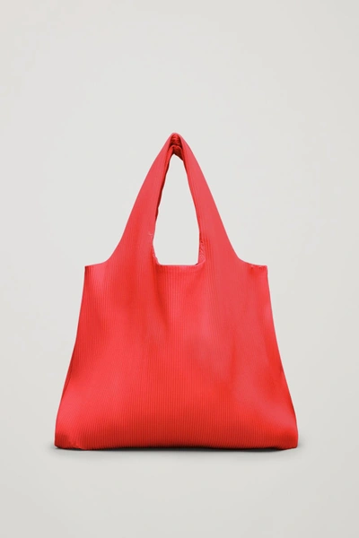 Cos Pleated Fabric Shopper In Red