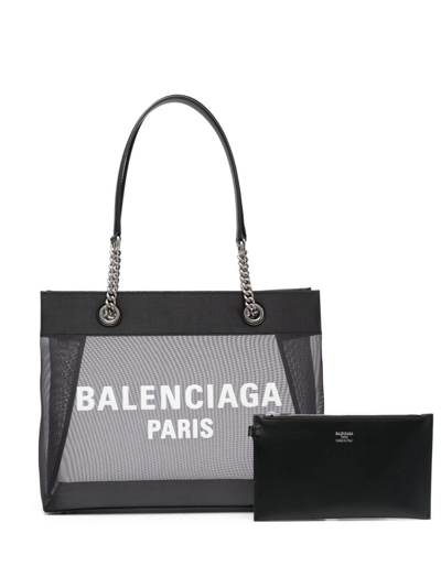Balenciaga Medium Duty Free Tote Bag In Black/l White