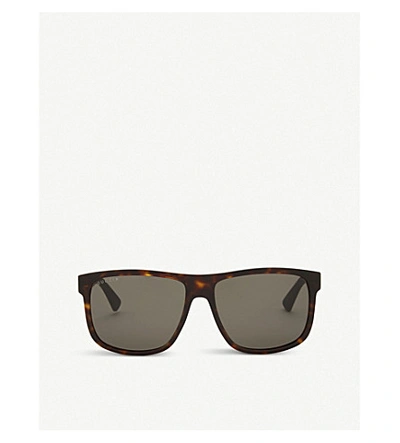 Gucci Grey Rectangular Polarized Men's Sunglasses GG0010S 004 58 GG0010S  004 58
