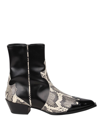 Aeyde Hester Snake-print Ankle Boots In Red
