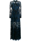 Three Floor Lace Detailed Dress In Blue