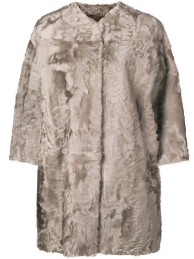 Manzoni 24 Single-breasted Fur Coat - Grey