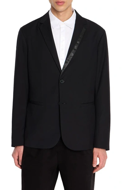 Armani Exchange Logo Tape Sport Coat In Solid Black