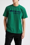 Sacai Amg Flocked Logo Cotton Graphic T-shirt In Green
