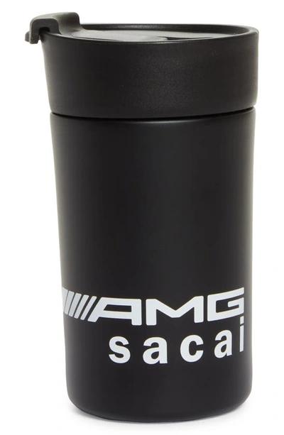 Sacai X Amg Logo Print Stainless Steel Tumbler In Black