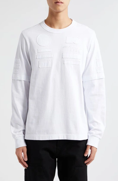 Sacai Amg Patch Long Sleeve Cotton T-shirt In White