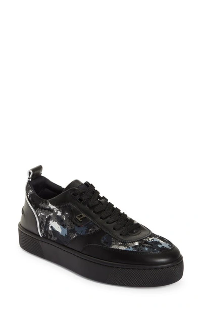 Christian Louboutin Happy Rui Camo Low Top Sneaker In H439 Black-silver