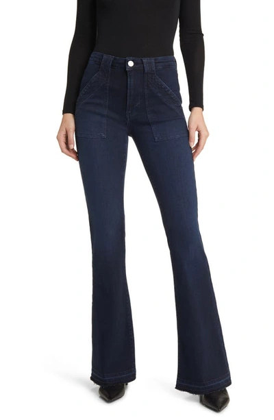 Frame Trapunto St. Le High Flare Jeans In Onyx Indigo Clean