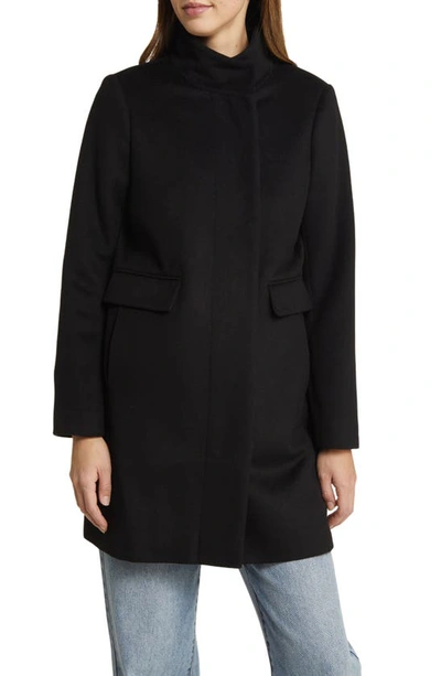 Sam Edelman Longline Wool Blend Coat In Black