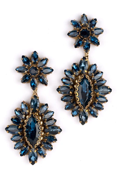 Deepa Gurnani Alianah Crystal Drop Earrings In Sapphire