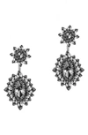 Deepa Gurnani Alianah Crystal Drop Earrings In Gunmetal