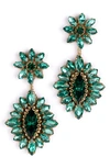 Deepa Gurnani Alianah Crystal Drop Earrings In Emerald