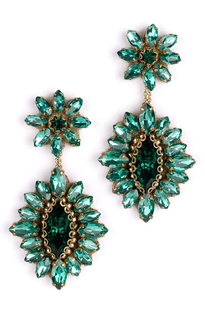 Deepa Gurnani Alianah Crystal Drop Earrings In Emerald