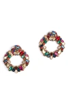 Deepa Gurnani Katya Crystal Frontal Hoop Earrings In Multi