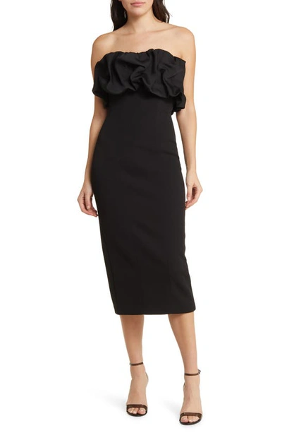 Misha Collection Evalina Strapless Ruffle Cocktail Dress In Black