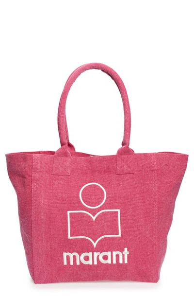 Isabel Marant Small Yenky Embroidered Logo Tote In Pink