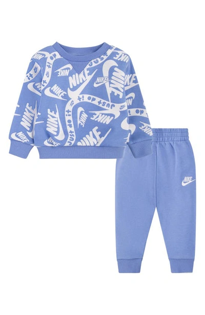 Nike Babies'  Sportswear Club Crewneck Sweatshirt & Joggers Set In  Polar