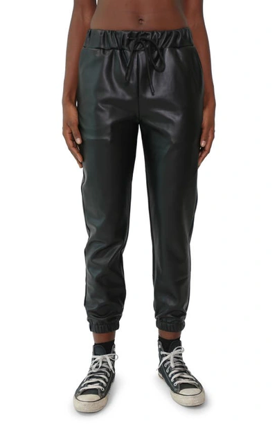 Electric & Rose Downtown Faux Leather Joggers In Onyx