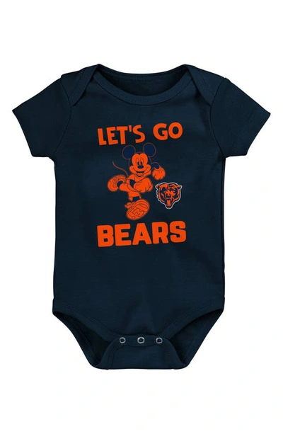 Nfl Babies' X Disney Mickey Mouse Countdown Chicago Bears Cotton Bodysuit In Navy