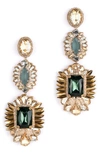 Deepa Gurnani Klara Beaded Crystal Drop Earrings In Emerald