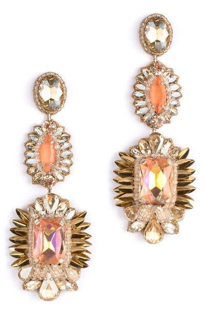 Deepa Gurnani Klara Beaded Crystal Drop Earrings In Pink