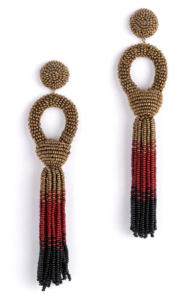 Deepa Gurnani Sanya Beaded Drop Earrings In Maroon