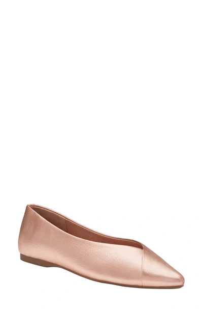 Birdies Goldfinch Pointed Toe Flat In Rose Gold Leather