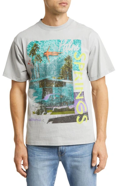 Alpha Collective Palm Springs Cotton Graphic T-shirt In Vintage Grey